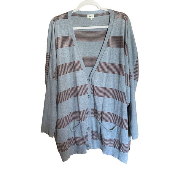 Bke Buckle Womens Size XL Multicolor Stripe Cotton Button Cardigan Sweater - Picture 1 of 7
